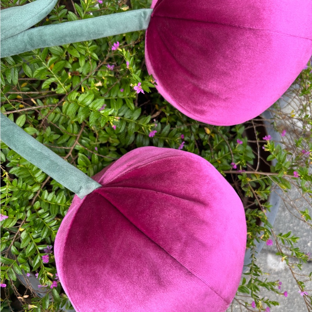 Pink Velvet Cherry Pillows